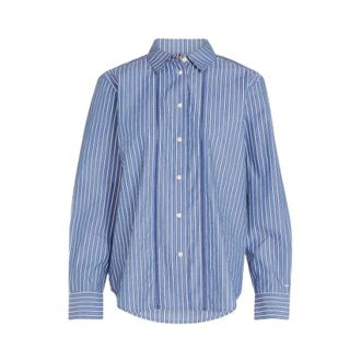 Tommy Hilfiger Shirts, female, Blue, Size: 2XL Striped Poplin Shirt