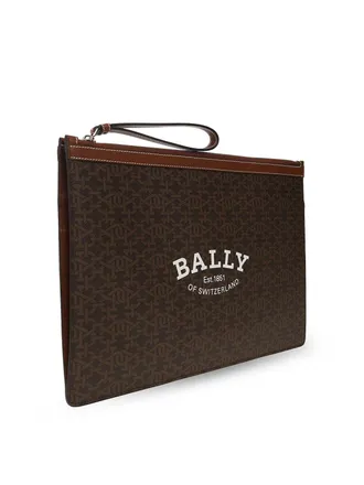 Bally Mens Bollis Logo Large Clutch Bag Brown >