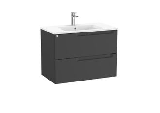 Roca Mueble Centrado 800mm Aleyda 2 Cajones + Lavabo Negro Mate