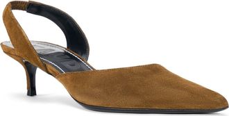Staud Sebastian Slingback Pointed Toe Kitten Heel Pump in Cigar at Nordstrom, Size 40.5
