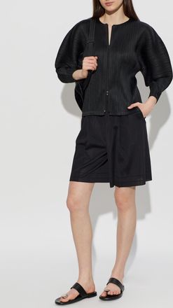 Pleats Please Issey Miyake Pleated Cardigan, Womens, Black
