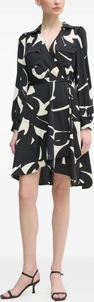 DKNY Abito a portafoglio con stampa astratta - Nero