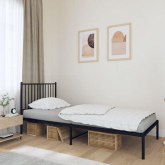 vidaXL Estructura Cama Sin Colch&oacute;n Con Cabecero Metal Negro 90x190 Cm Vidaxl