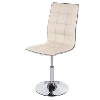 Hhg Nunca Usado] Silla De Comedor Hhg 272, Silla De Cocina, Giratoria Regulable En Altura, Polipiel, Color Crema