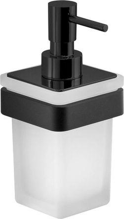 Gedy Sapho Gedy Samoa - Dosificador De Jab&oacute;n Con Soporte, Cristal Esmerilado/negro Mate A88114