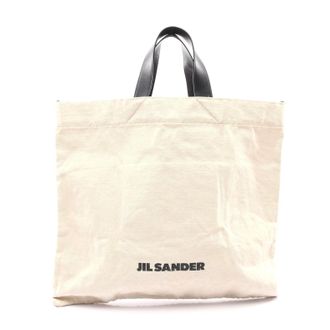 Jil Sander Canvas Leather Flat Shopper Tote Bag