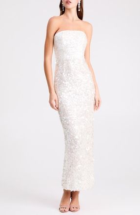 Helsi Leslie Sequin Column Gown in Off White at Nordstrom, Size X-Small
