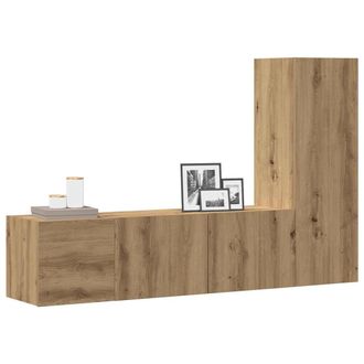 Berkfield Home Wall Mounted TV cabinets 3 pcs Artisan Oak Engineered Wood in Brown