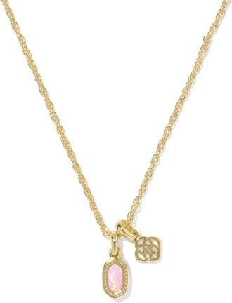 Kendra Scott Mini Elisa Dira Lab Created Opal Pendant Necklace in Gold Light Pink Opal at Nordstrom