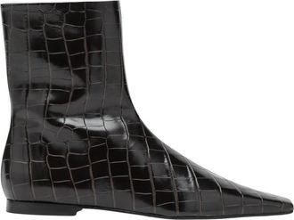 Toteme Zipped Croco-Embossed Chelsea Boots - Dames - Enkellaarsjes - Bruin - 40 EU - Leer - Schoenen