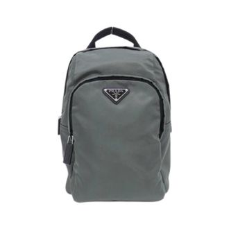 Prada Pre-owned Tessuto Schoudertas - Dames - Pre-owned - Grijs - Maat: ONE Size Zijde