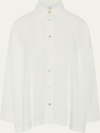 Eskandar Angle-To-Front Side Seam Shirt With Collar (Long Length)