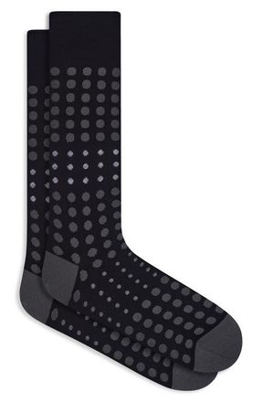 Bugatchi Polka Dot Mercerized Cotton Blend Dress Socks in Black at Nordstrom