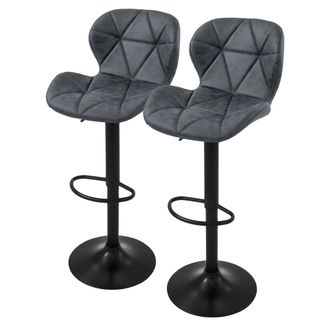 ML Design Ml-design - Juego De 2x Taburetes De Bar Tapizados En Piel Sint&eacute;tica Pu Antracita Sillas Con Respaldo Ergon&oacute;mico Y Reposapi&eacute;s Asiento C&oacute;modo De Mostra