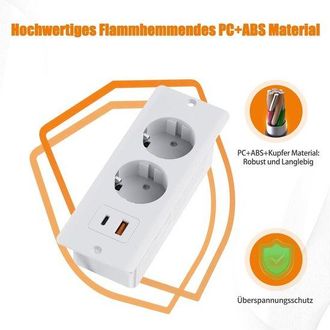 No Brand Enchufe Empotrado - 2 Puertos Usb-a - 1 Puerto Usb-c - 2 Tomas De Corriente - Blanco