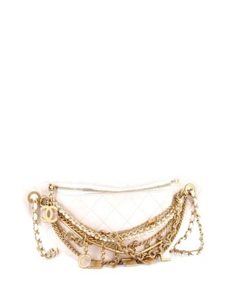 Chanel All About Chains Waist Bag Quilted Lambskin belt bag - White
