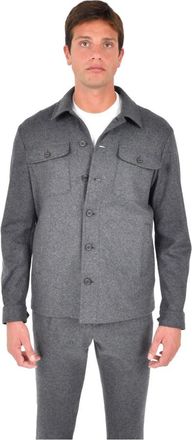Drumohr Melange Overshirt - Heren - Zomerjassen - Grijs - S - Wol - Jassen