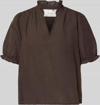 Neo Noir Neo Noir Blusenshirt aus Leinen-Baumwoll-Mix Modell Odesa in Mittelbraun, Gr&ouml;&szlig;e 34