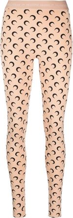 Marine Serre Neutral Fuseaux Moon-Print Leggings - Womens - Recycled Polyamide/Recycled Elastane
