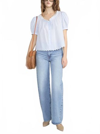 Frame Denim Serene Scoop Neck Top In Powder Blue