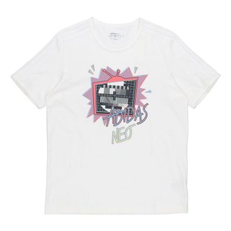 adidas neo Funny Printing Sports Round Neck Short Sleeve White GM2343