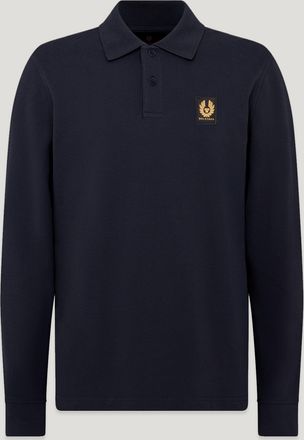 Belstaff Long Sleeved Polo Mens Cotton Pique Dark Ink Size 2XL