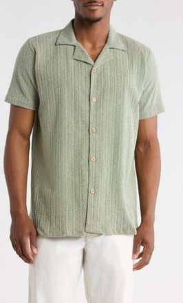 T.R. Premium Modern Fit Textured Camp Shirt in Green at Nordstrom Rack, Size Xx-Large