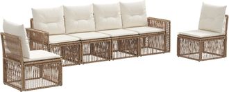 vidaXL Conjunto De Sof&aacute;s De Jard&iacute;n 6 Uds. Beige Y Blanco Crema Vidaxl