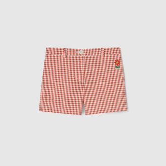 Gucci Kids - Gingham Cotton Shorts, Red, Ready-to-wear