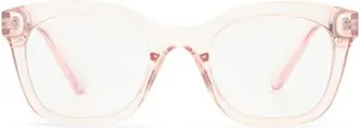 The Book Club The Beatrix 48mm Square Blue Light Blocking Reading Glasses in Crystal Rosewater at Nordstrom, Size +1.50