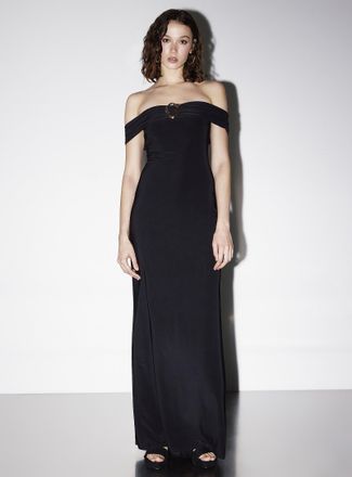 Twik Womens Golden buckle off-the-shoulders maxi dress