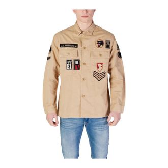 Replay Heren, Overhemden, Beige, Maat: M Katoen