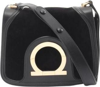Ferragamo Pre-owned Shoulder Bags, female, Black, Size: ONE SIZE Pre-owned Leather Shoulder Bag
