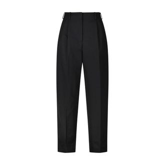 Givenchy Broeken, Dames, Zwart, S, Wol, Wollen broek met wijde pijpen