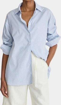 Apiece Apart Isolde Button Down Shirt In Blue And White Stripes