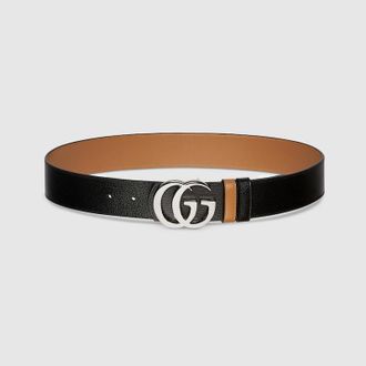 Gucci Reversible GG Marmont Belt, Black, Leather