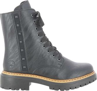 Rieker Zwarte Damesschoenen - Dames - Veterlaarzen - Zwart - 37 EU - Schoenen
