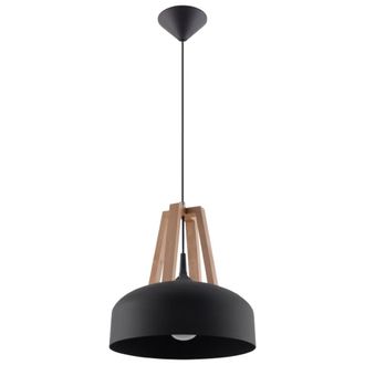 Sollux Lighting L&aacute;mpara de techo madera negra y natural acero, madera alt. 85 cm