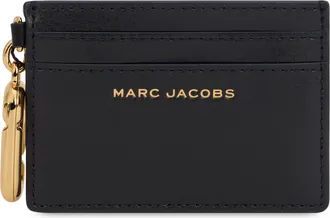 Marc Jacobs Womens Card Holder With Charm Black Calfskin Wallets & Purses