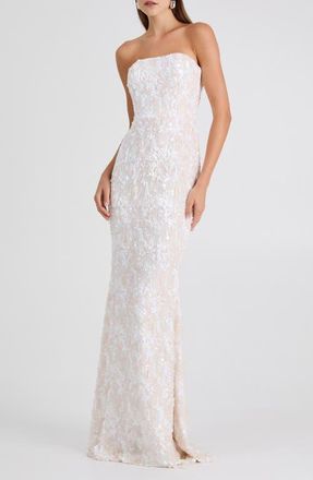 Helsi Helen Sequin Strapless Mermaid Gown in Blush/Off White at Nordstrom, Size X-Small