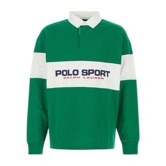 Polo Ralph Lauren Polo Shirts, male, Green, Size: L Relaxed Fit Polo Sport Rugby Shirt