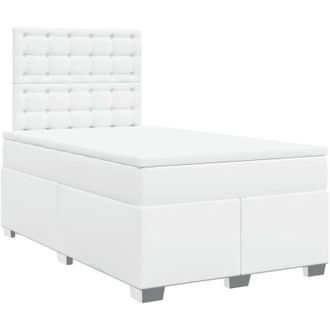 vidaXL Vidaxl - Cama Box Spring Con Colch&oacute;n Cuero Sint&eacute;tico Blanco 120x200 Cm