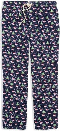 Vineyard Vines Holiday Print Flannel Lounge Pants in Santa Whale Navy at Nordstrom, Size Xx-Large