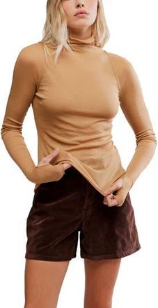 Free People Close to Home Rib Turtleneck Top in Praline at Nordstrom Rack, Size X-Small