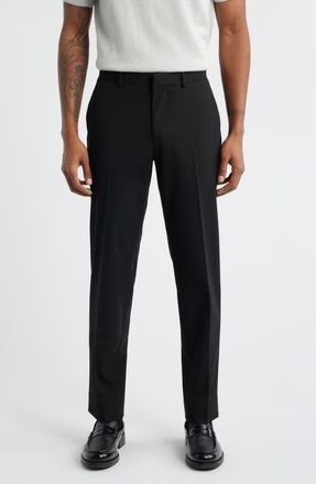 Open Edit Slim Fit Solid Flat Front Stretch Suit Pants in Black at Nordstrom, Size 36
