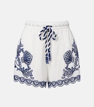 Farm Rio Floral embroidered cotton shorts