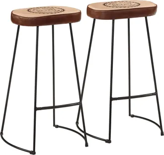 vidaXL Taburetes De Barra 2 Uds Marr&oacute;n Oscuro 44x37,5x78 Cm Vidaxl