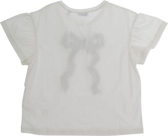 Burberry Girls T-Shirt With Bow White Cotton T-Shirts And Polos