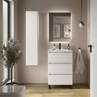 Cygnus Bath Mueble de Baño BEQUIA 3C 60cm Blanco Mate Lavabo Porcelana