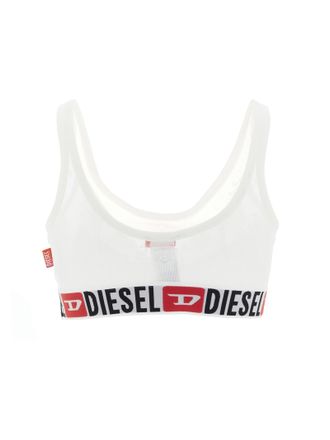 Diesel Ribbed Stretch Cotton Bralette - White